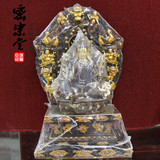 藏传佛教进口尼泊尔高档鎏金鎏银绿度母菩萨佛像 高68cm 底座一套