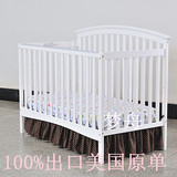 婴儿床出口外贸原单DOM白色童床宝宝多功能美式实木床儿童学步床