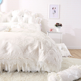 韩版蕾丝公主四件套韩式白色贡缎提花全棉床品1.8m床上用品4件套