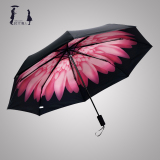 碎花小黑伞折叠伞创意太阳伞黑胶遮阳伞防紫外线女防晒晴雨伞