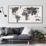 美式世界地图装饰画客厅沙发挂画办公室壁画英文创意卧室现代简约