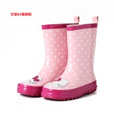 儿童雨鞋可爱猫粉色女童雨鞋亲子雨鞋雨靴新款防滑可保暖雨鞋包邮