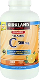 最新到货 美国Kirkland可兰纯天然维生素C 500mg橙味咀嚼片500粒