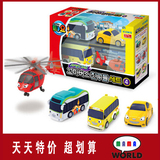 Tayo小巴士汽车飞机公交车4件套装滑行回力惯性男孩儿童玩具模型