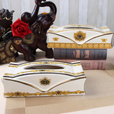 欧式纸巾盒奢华客厅高档创意餐桌茶几陶瓷纸抽盒金色特价复古摆件