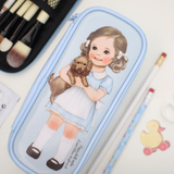 韩国正品afrocat可爱英伦娃娃化妆包笔刷收纳包 多功能笔袋文具盒