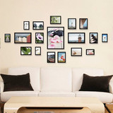 18框相片框组合/黑白照片墙加厚松木实木相框/客厅沙发背景墙装饰