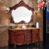 欧式浴室柜实木落地仿古卫浴柜美式橡木洗手盆组合洗漱台盆柜整体