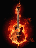 精准印花 最新款 正品dmc十字绣 新款 乐器客厅书房 燃烧中的吉他