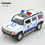 儿童玩具彩珀1:32声光版悍马H3警车特警车 声光回力合金汽车模型