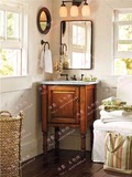 美式田园浴室柜欧式橡木实木落地卫浴柜组合洗手洗脸盆卫生间柜子