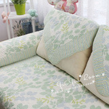 绿叶清新田园布艺沙发垫布艺 沙发靠被巾 防尘垫 沙发罩 飘窗垫