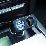 日本YAC进口车用点烟器双USB1分2分流器汽车电子通用手机充电车充