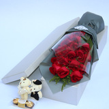 韩式鲜花速递同城西安花店生日祝福22朵红玫瑰花礼盒送女友