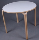 宜家风格实木弯曲桦木圆形餐桌麻将单桌白色圆桌饭桌户外简易桌子