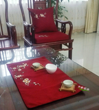 茶几布艺中式古典旗布餐桌茶具梅花刺绣纯色装饰布长方形台布定做