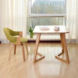 现代简约餐桌椅组合 北欧宜家小户型原木色长方形餐厅设计师餐桌