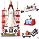 拼装太空航空玩具 航天卫星飞机 乐高式积木 火箭模型 嫦娥火箭