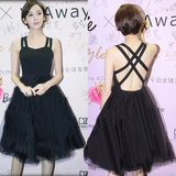 黑色晚礼服短款2016新款修身韩版时尚年会宴会主持人礼服女晚装夏