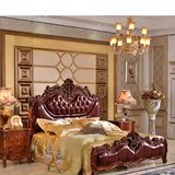 欧式实木双人床1.8米白色真皮美式法式深色奢华婚床2米2.2米大床