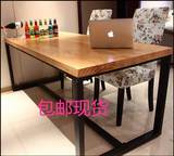 简约现代铁艺餐桌实木台式电脑桌 写字台 家用台式桌办公桌 书桌