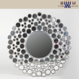 圆形铁镜子穿衣镜金属浴室玄关镜欧式镜子壁挂全身住宅家具装饰品