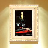 高档餐厅单幅装饰画现代简约客厅壁画酒柜玄关挂画墙画有框画酒杯