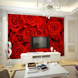 现代简约大型无缝壁画壁纸客厅电视背景墙玫瑰温馨花卉3d立体墙纸