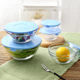 大号耐热玻璃碗套装家用沙拉碗带盖圆形透明饭碗汤碗甜品碗调料碗