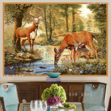 直销正品蒙古国纯羊毛客厅卧室书房欧式美式风景丛林麋鹿壁毯挂毯