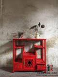 新中式古典仿古彩漆做旧出口家具实木餐边柜储物柜茶水柜
