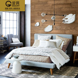 爱买北欧风格家具布艺床小户型卧室1.8米软包床可拆洗双人床BM01