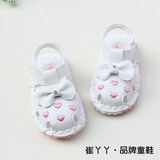 2016夏季新款韩版绣花包头女宝宝凉鞋0-1-2岁婴儿学步鞋子女童鞋