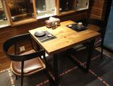铁艺实木小方桌咖啡厅餐桌椅组合奶茶店正方形2人小桌椅复古原木