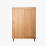 简约现代实木整体衣柜日式原木储物柜橡木卧室推拉门收纳衣橱家具