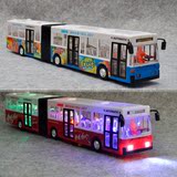 电动巴士玩具 加长大巴士 双节语音报站 公共汽车模型 玩具公交车