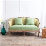 出口美式乡村实木沙发复古做旧法式橡木双三人组合沙发仿古做旧