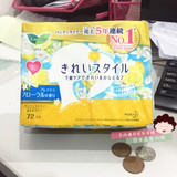 日本代购KAO/花王乐而雅纯棉超薄透气卫生护垫72洋甘菊无荧光剂