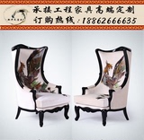 新中式实木单人沙发椅子布艺休闲椅禅意现代简约扶手靠背长椅家具