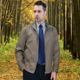 男装秋季新品夹克衫中老年男士立领夹克薄款外套老年人拉链棉长袖