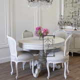 法式复古圆桌欧式全实木家用餐桌美式住宅家具小户型餐桌椅子组合