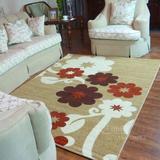 弯头纱地毯 卧室客厅茶几地垫 抽象简约现代风格沙发驼色机织地毯