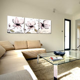 沙发后墙壁画现代简约客厅装饰画三连画无框画卧室床头挂画透明花