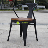 现代简约铁艺实木餐椅设计师金属靠背椅子休闲咖啡厅扶手椅电脑椅