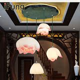 中式荷花吊灯酒店茶楼餐厅灯个性创意艺术餐吊灯荷花莲花客厅灯具
