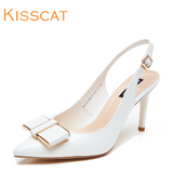 KISSCAT接吻猫 夏款气质纯色尖头鞋高跟浅口女单鞋