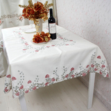 欧式古典奢华高贵镂空刺绣玫瑰纯白绣花布艺餐桌布茶几台布桌旗