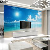 大型壁画客厅卧室玄关墙纸3D壁纸墙纸电视墙纸背景立体大海沙滩