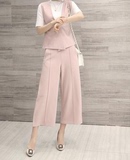 2016春季新款女装针织三件套韩版套头T恤马甲七分阔腿裤时尚套装