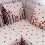 防滑沙发垫坐垫布艺沙发全棉套巾欧式田园组合贵妃罩厚真皮红玫瑰